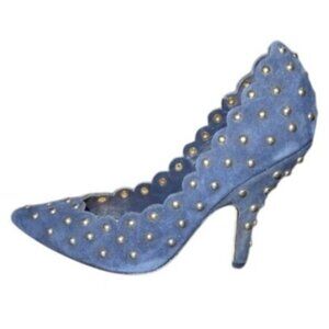 Isa Tapia Studded Embellished Italian Suede Leather Navy Pumps size 37 or US 7